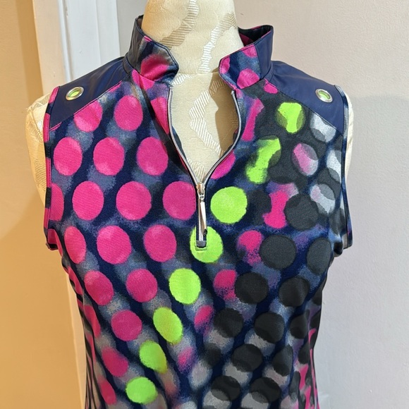 Jamie Sadock Circles Faux Blue Leather Collar 1/4 Zip Pull On Golf Midi Dress S - Picture 5 of 12